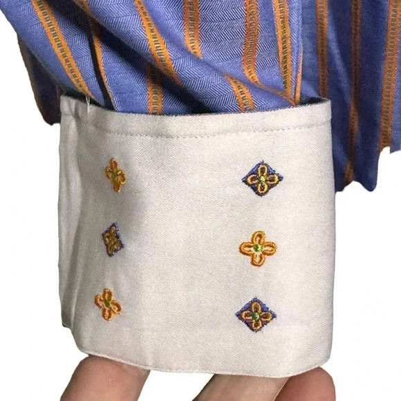 Robert Graham Button Up Shirt Mens M/L Classic Fit blue  Flip Cuff Spread 41 - Picture 3 of 8